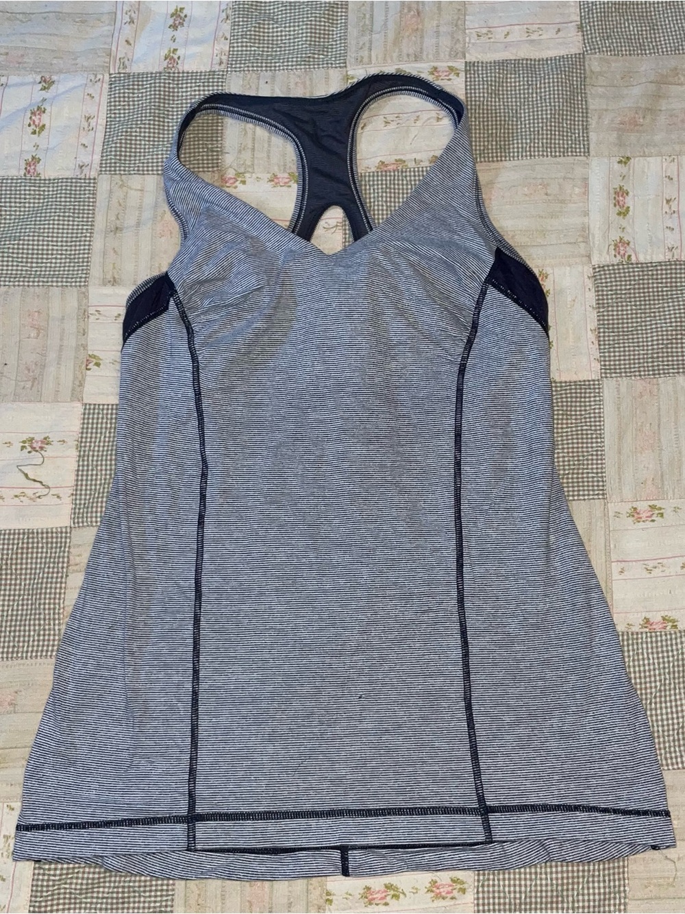 lululemon athletica Grey Striped Racerback Tank Top